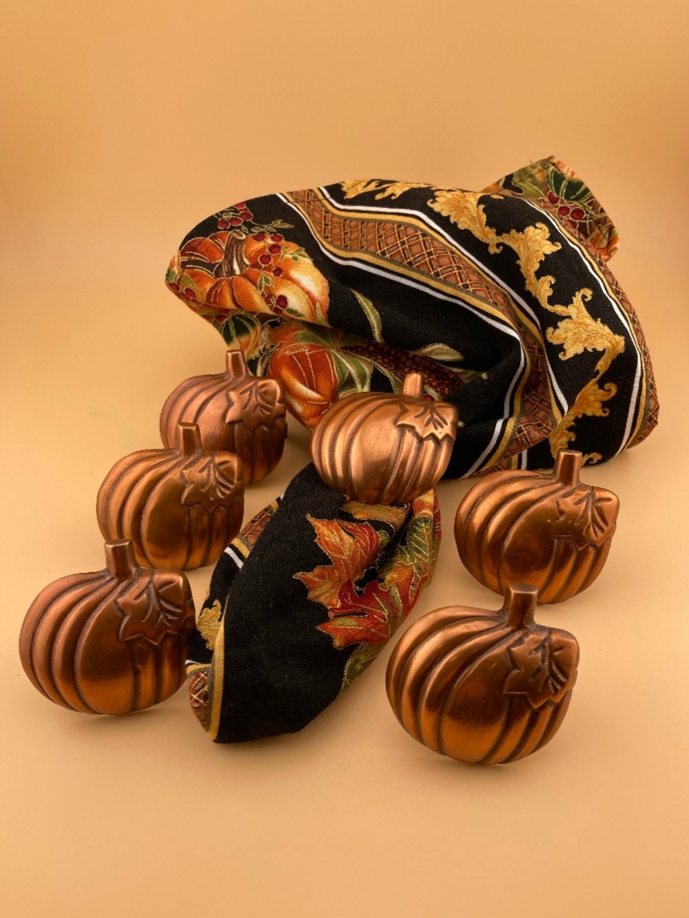 6 Copper Color Metal Napkin Rings